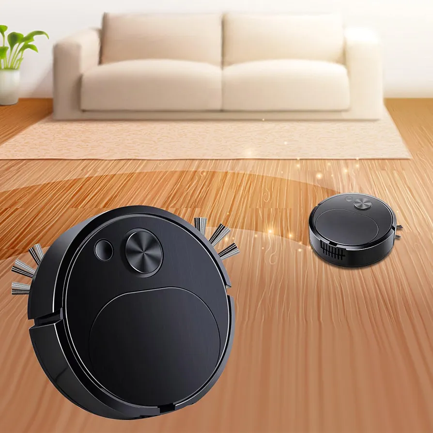 Robot Vacuum Cleaner and Mop Combination,3 in 1 Intelligent Robot Vacuum,Low Noise, Slim Design,Strong Suction Power Vacuum Mop Robot,for Hard Floors,Pet Hair (Black)