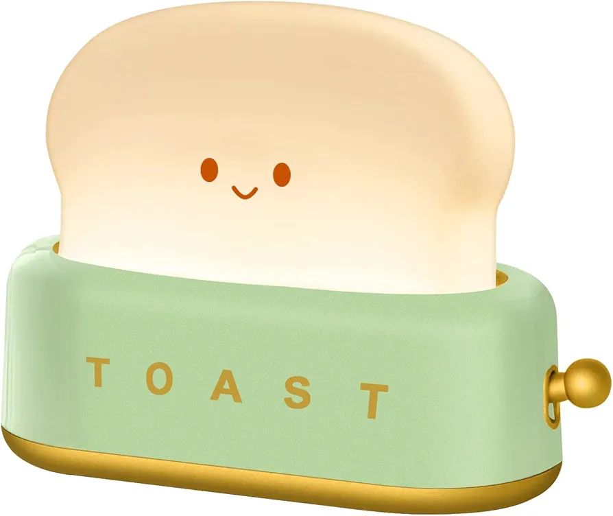 Cute Desk Decor Toaster Lamp, Rechargeable Kawaii Accessories Small Lamp LED Night Light for Kids Teen Girls, Room Decor Toast Lamp for Bedroom, Bedside, Living Room Aesthetic Stuff,Gift