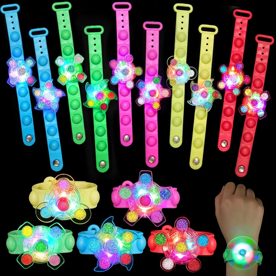 25 Pack Party Favors for Kids 3-5 4-8 8-12, Light Up Bracelets Goodie Bags Stuffers Gifts Prizes for Kids Girls Boys, Treasure Box Toys for Classroom, Glow in the Dark Party Supplies