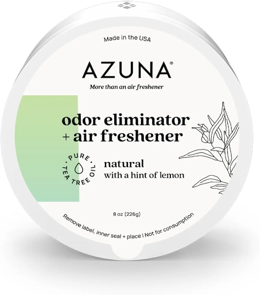 Azuna All-Natural Odor Remover Gel, Large Room | Air Purifier with Tea Tree Oil | Plant-Based & Long Lasting | For Pet Odors, Smoke & Strong Odors | Natural Scent, 8 oz.