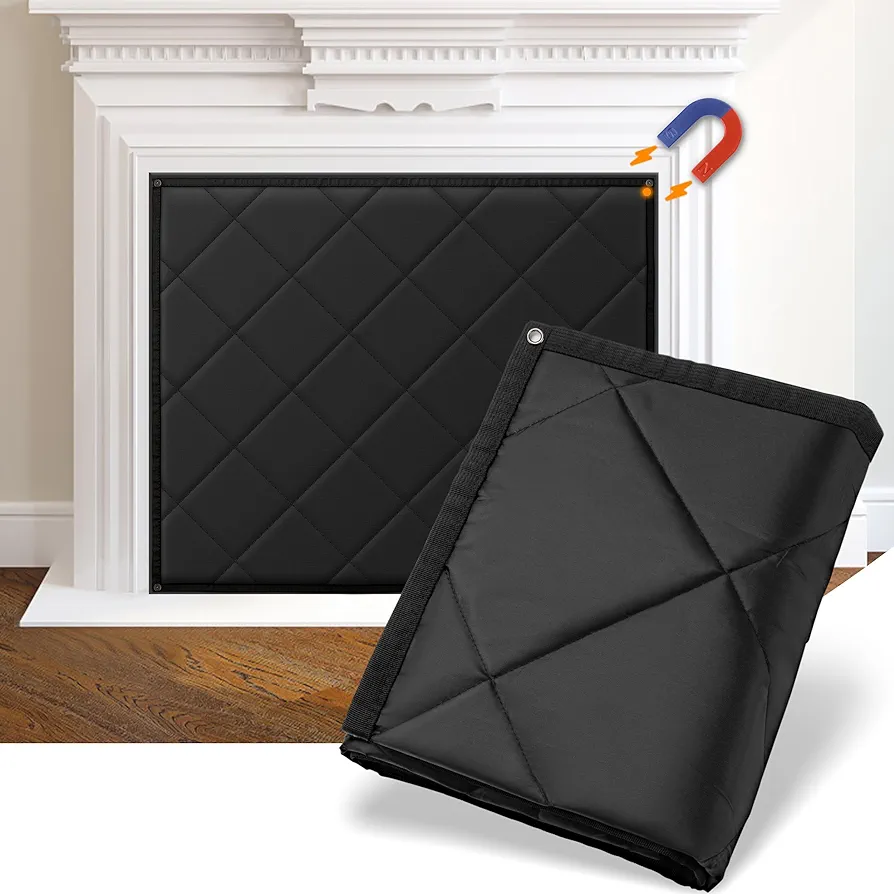 MyLifeUNIT Fireplace Cover, 39'' x 32'' Magnetic Fireplace Screen Covers for Living Room, Black Fire Place Blanket Draft Stopper for Any Fireplace Frame, Keep Indoor Drafts Out Stops Heat Loss