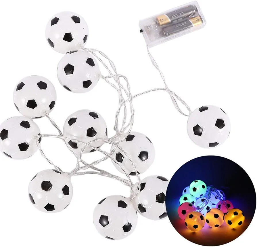 Soccer Decorations String Lights,Battery Operated 10 LED Soccer Decor Fairy Lights,for for Halloween Christmas Thanksgiving Home Party Decoration