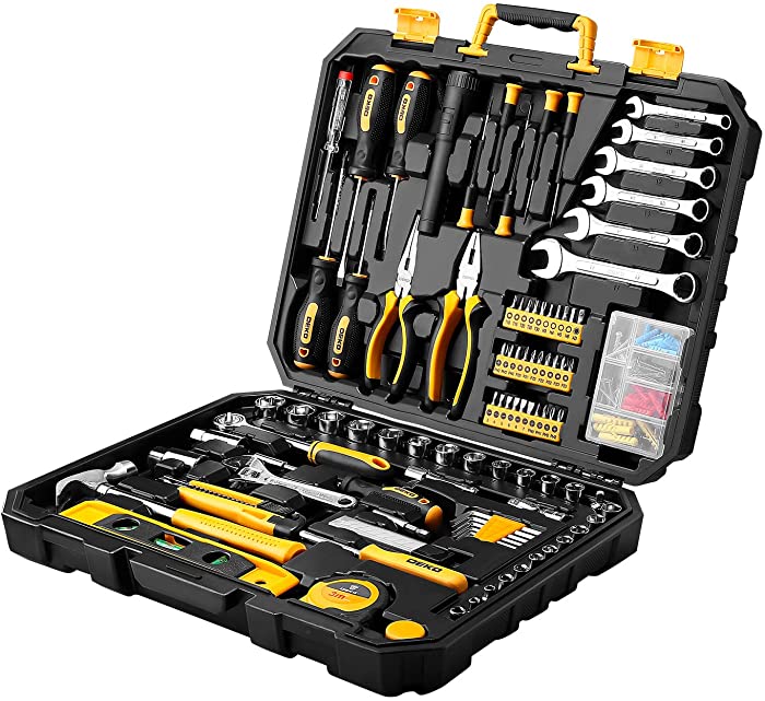 DEKOPRO 208 Piece Tool Set,General Household Hand Tool Kit with Plastic Toolbox Storage Case