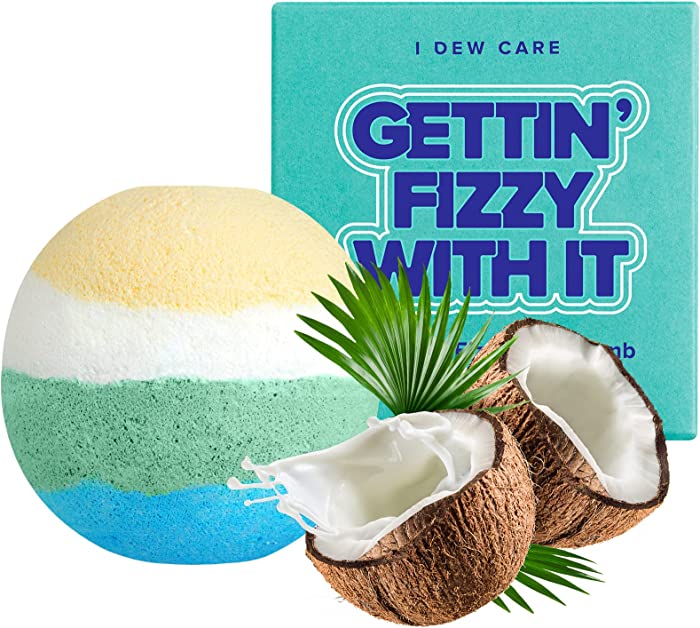 I Dew Care Bubble Bath Bomb - Gettin' Fizzy with It | Natural Coconut Milk, Jojoba Oil, Non-irritating, Gift Idea, 1 Count