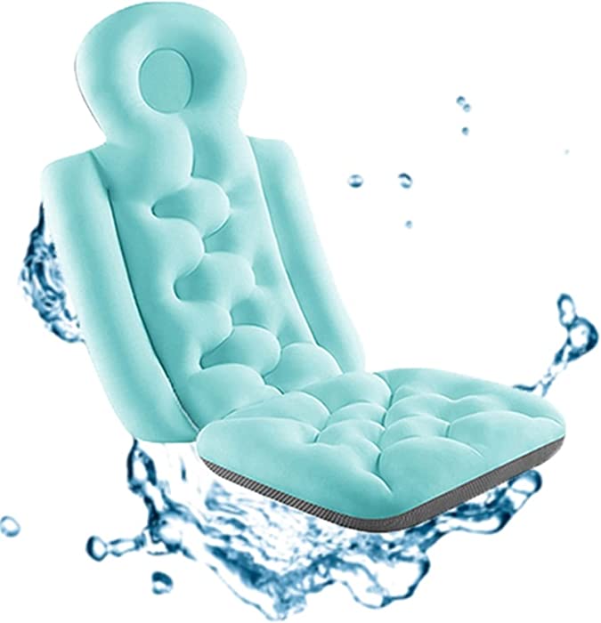 Xue Mei Zi Bath Pillow with Non-Slip Buckle Design Comfortable Bath Pillow Bath Pillow with Neck Support Ergonomic Design Which is Suitable for Whirlpool Spa and Bathtub (Color : Green, Size : Long)