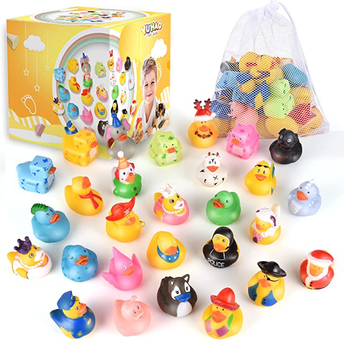 2 Inch Rubber Ducks 24 PCS Bath Toys Assortment Duckies for Kids Boys Girls.Duck Duck Jeep