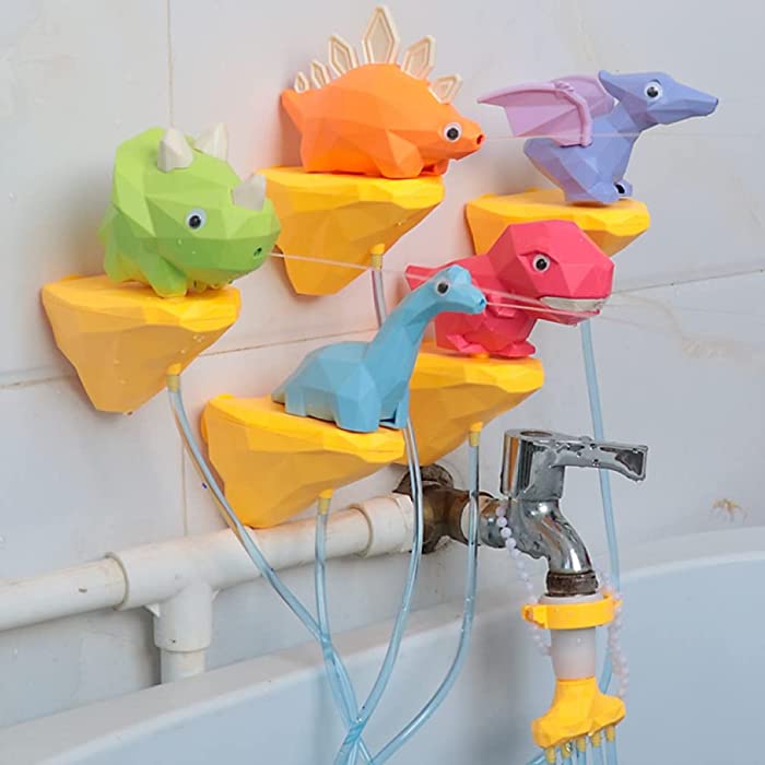 Dinosaur Bath Toys for Toddlers 2-in-1 Dino Bathtub Fun Toys for Kids