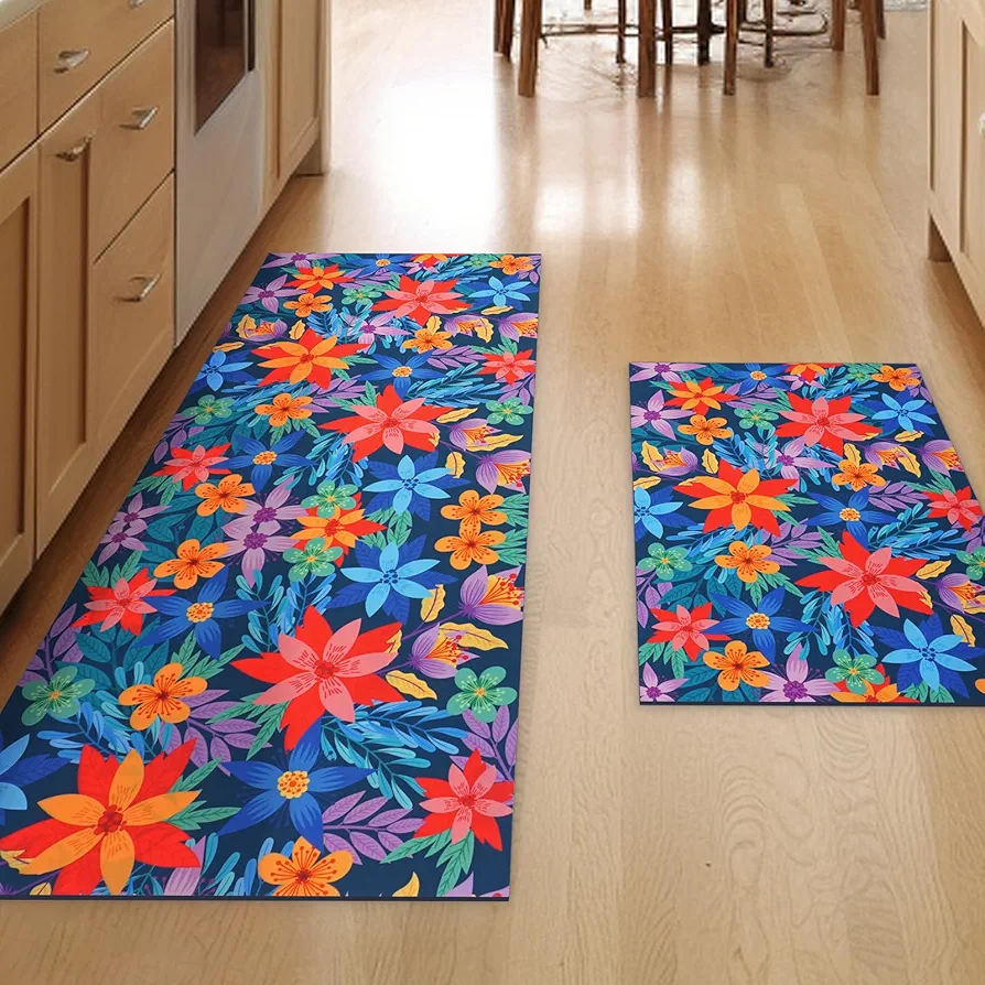 Grsxiao Anti Fatigue Kitchen Rug Set of 2, Non Slip Kitchen Floor Mat Comfort Washable Standing Mat for Laundry Room, Bathroom Kitchen Rug Runner for Hallway Area Rug - 17.3 x 29'' +17.3 x 47''