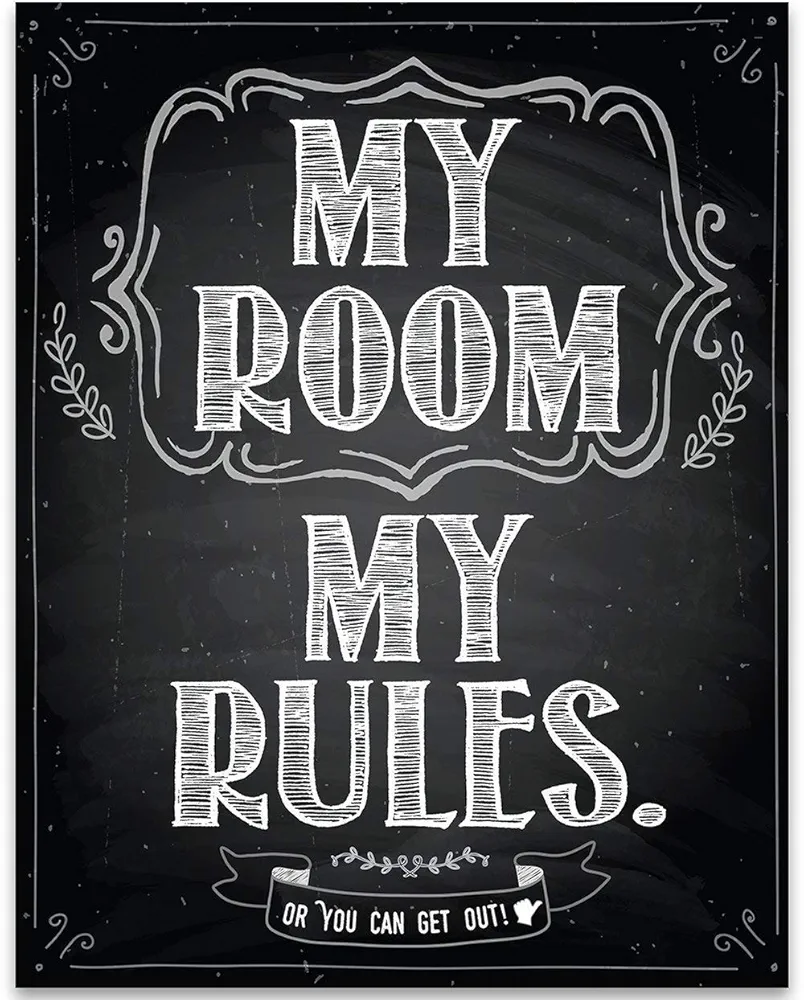 My Room My Rules - 11x14 Unframed Cool Art Print Posters for Teens - Cute Decor for Teen Room Aesthetic, Stuff for College Dorm Room Essentials - Cheap Gift Under $15