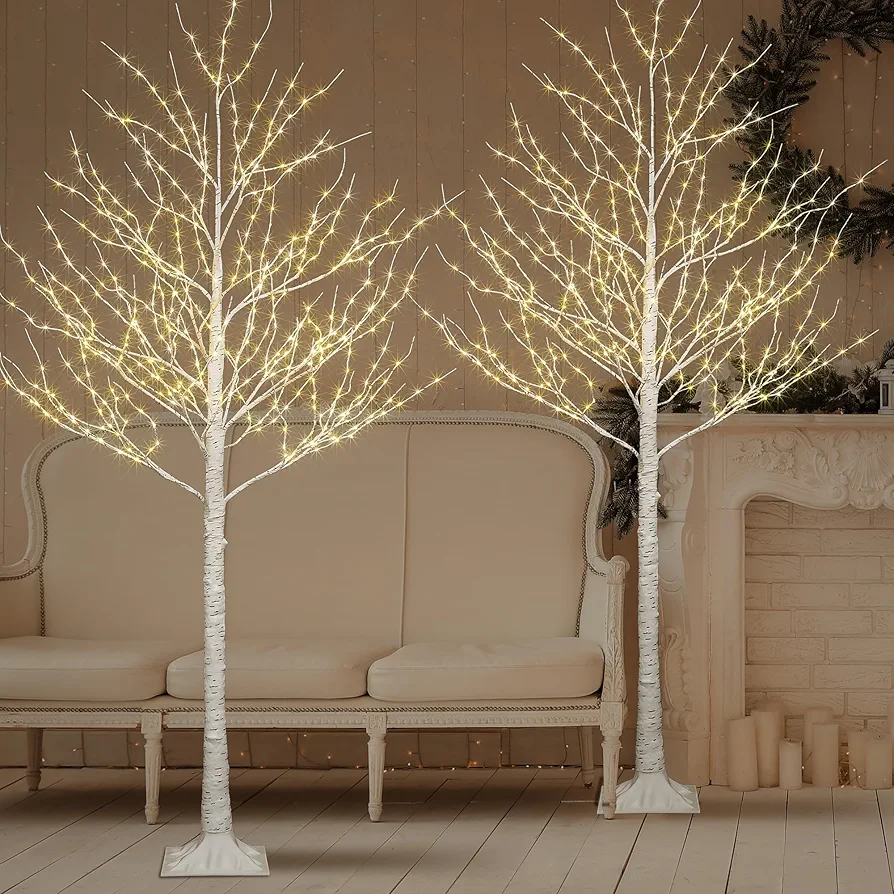 Lightshare Lighted Birch Twig Tree with Fairy Lights 2 Sets 8FT 994 LED Lights for Indoor Outdoor Home Christmas Holiday Decoration