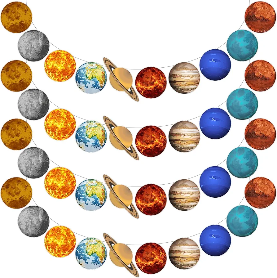 4 Pcs Space Planet Banner Solar System Planet Banner Space Party Decorations for First Trip Around The Sun Birthday Decorations Outer Space Room Decor