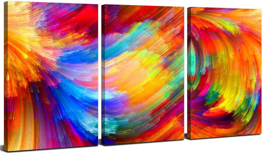 Colorful Abstract Wall Art Multicolored Rainbow Wall Decor Bright Wall Art Modern Pictures Canvas Paintings Prints Colorful Splash Posters Artwork for Bedroom Living Room Home Decorations 12x16”