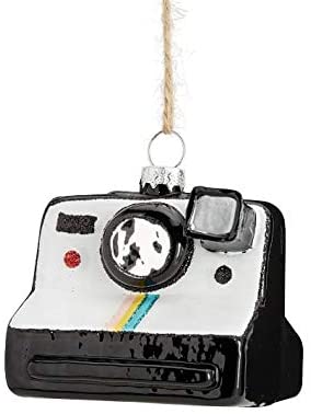 Pottery Barn Polaroid Camera Glass Christmas Ornament