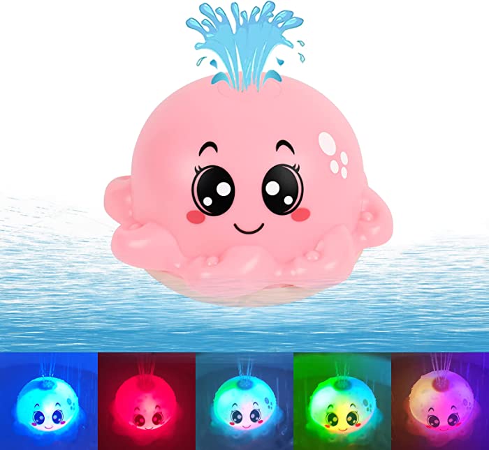 AOLIGE Octopus Light Up Baby Bath Toys for Kids Pool Water Toys Sprinkler Bathtub Toy for Toddlers