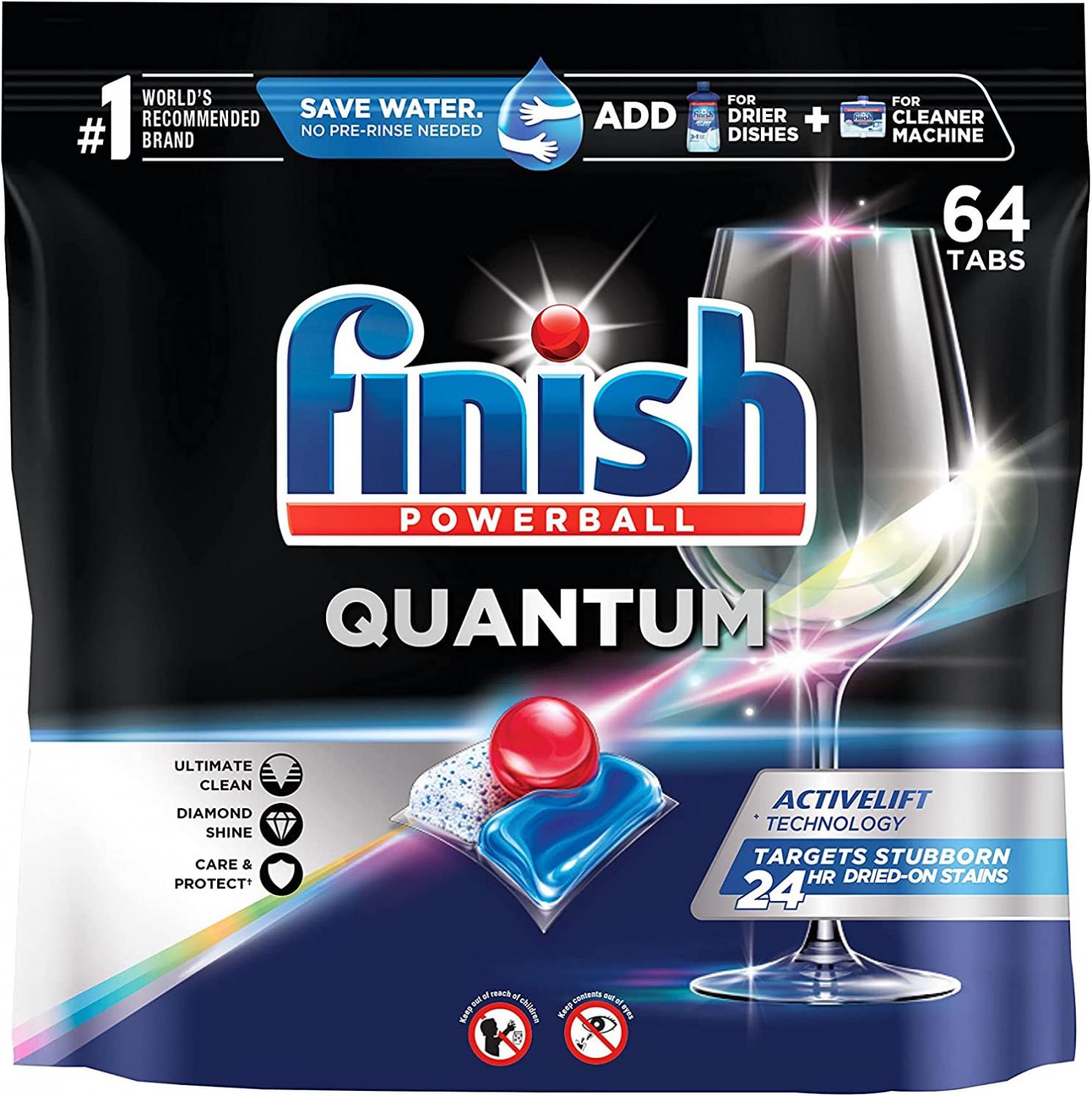 Finish - Quantum - 64ct - Dishwasher Detergent - Powerball - Ultimate Clean & Shine - Dishwashing Tablets - Dish Tabs