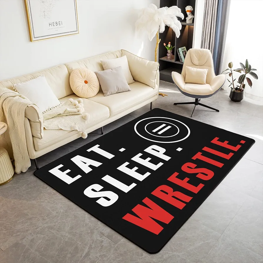 Wrestle Rugs for Living Room Bedroom Sports Theme Living Room Rugs for Bedroom Kids Boys Girls Teens Wrestling Decor Decorative Carpet Super Soft Floor Mat