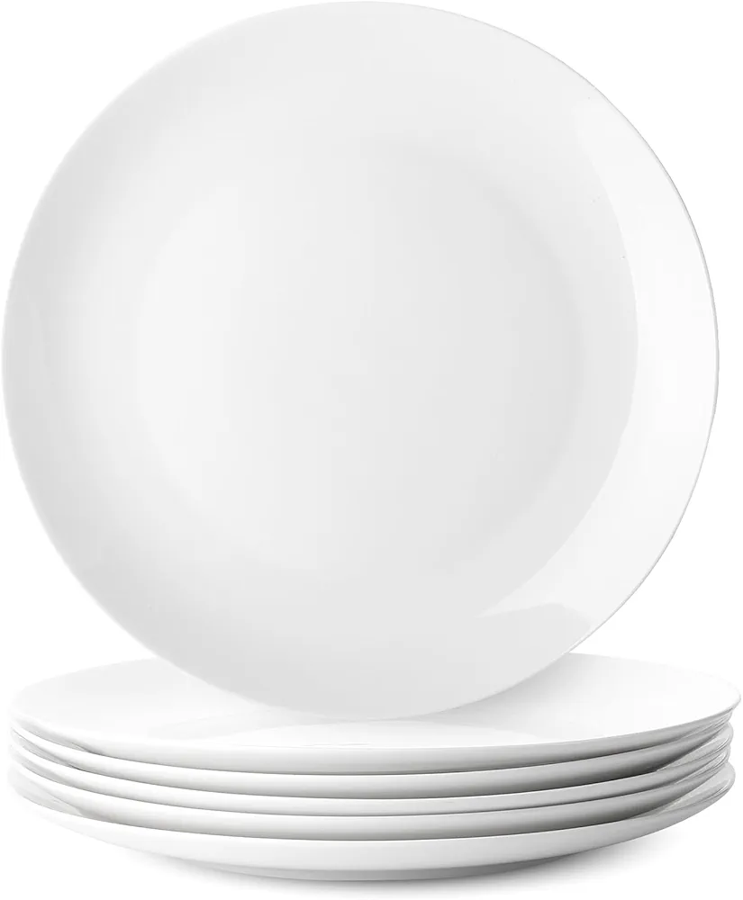 BTaT- White Porcelain Dinner Plates, Set of 6, 10.5 Inch, White Dishes, Porcelain Dinner Plates, Plate Set for 6, Porcelain Plates Sets for 6, White Plates Set, White Plates Ceramic, Dinnerware Plates