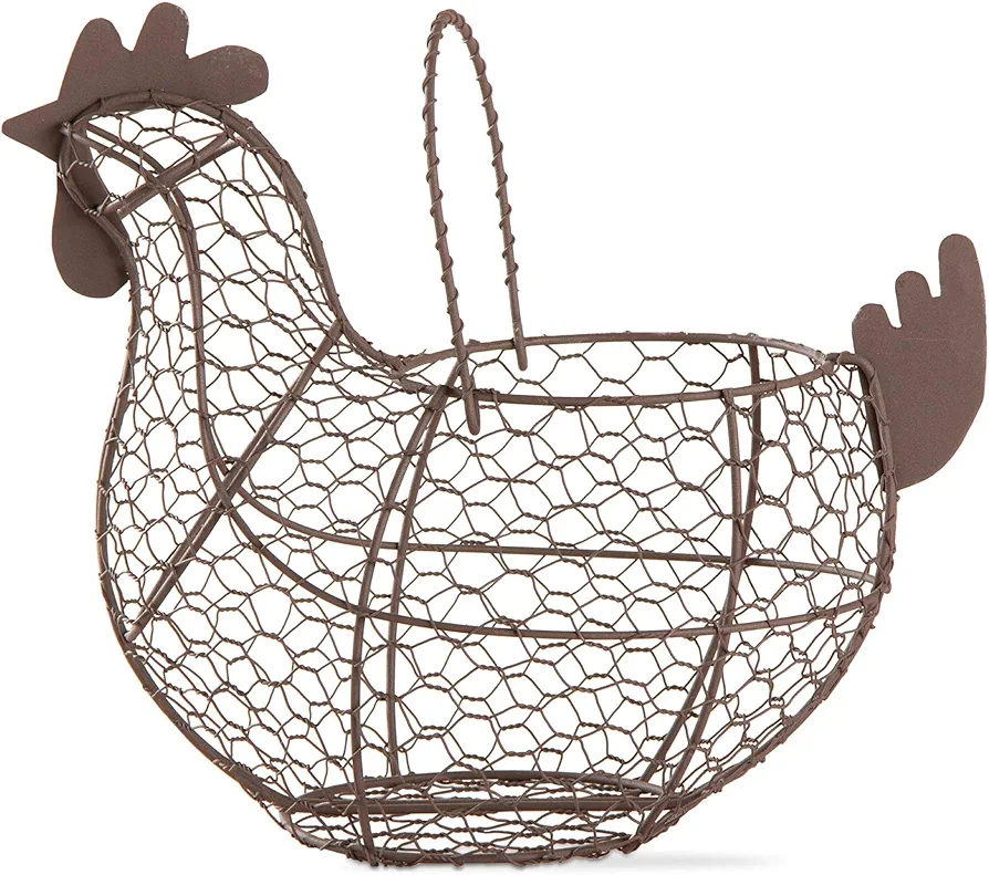 Tag Farmhouse Rustic Vintage Chicken Wire Egg Basket With Handle For Egg Holder Fruit And Kitchen Living Room Home Rooster Decor Decoration Collecting And Countertop Storing Eggs Brown