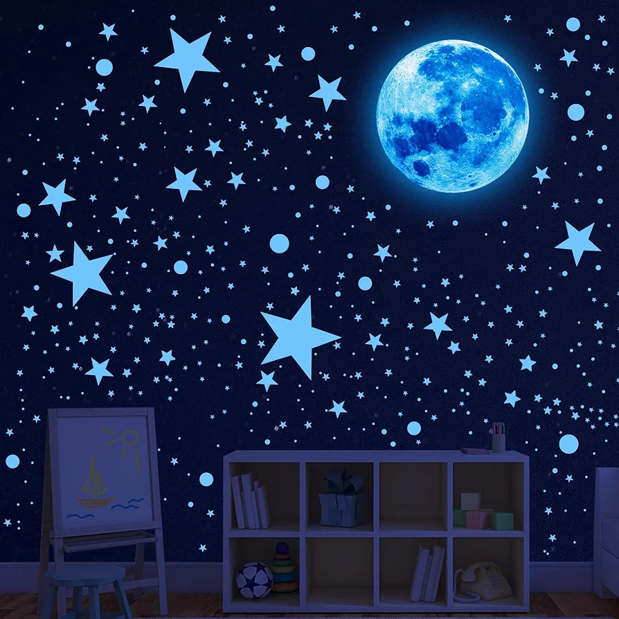 492Pcs Glow in The Dark Stars for Ceiling Glow in The Dark Moon and Space Wall Decals Glowing Galaxy Universe Planet Wall Stickers Ceiling Stars Glow in The Dark Kids Boys Bedroom Living Room Decor