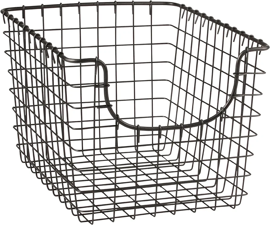 Spectrum Diversified Scoop Wire Basket, Vintage-Inspired Steel Storage Solution for Kitchen, Pantry, Closet, Bathroom, Craft Room & Garage, Small, Industrial Gray