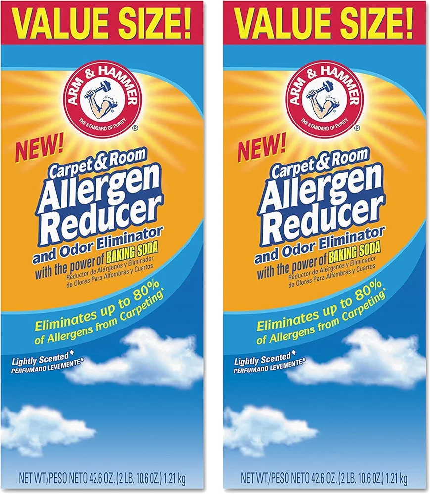 Set of 2 Arm & Hammer 42.6 oz Carpet and Room Allergen Reducer and Odor Eliminator Shaker Box bundled by Maven Gifts