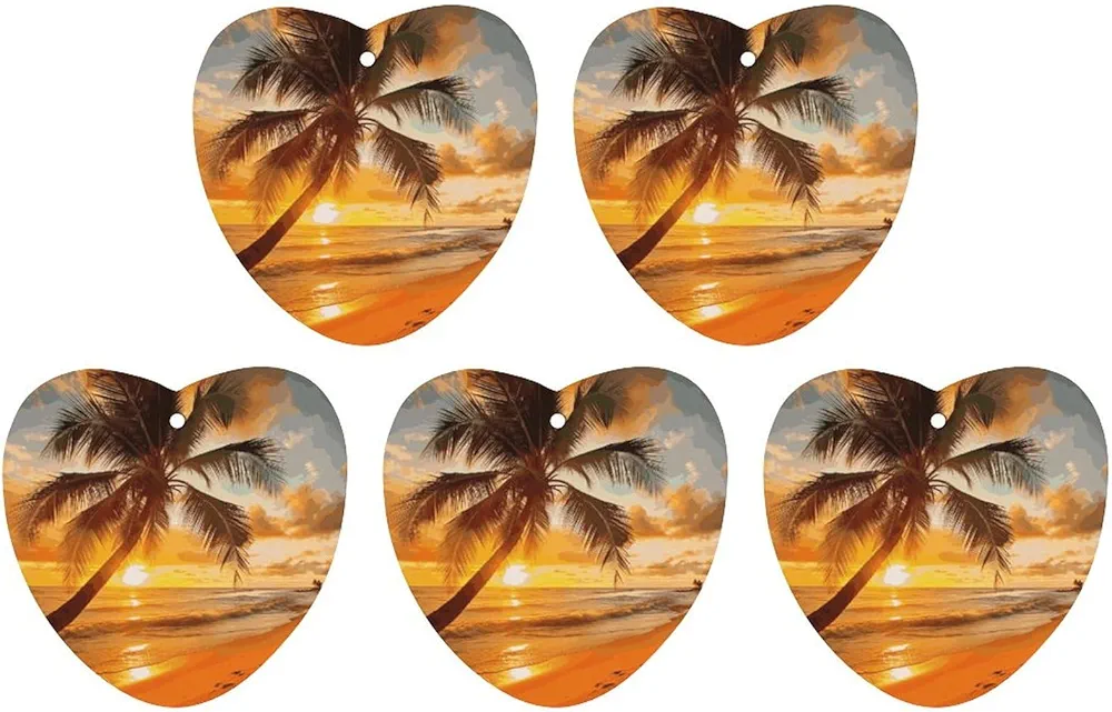 5 Pcs Car Air Fresheners Hanging Air Freshener Tropical Beach Palm Tree Sunset Hanging Scented Cards Fragrance Scented Cards for Car Car Aromatherapy Tablets for Car