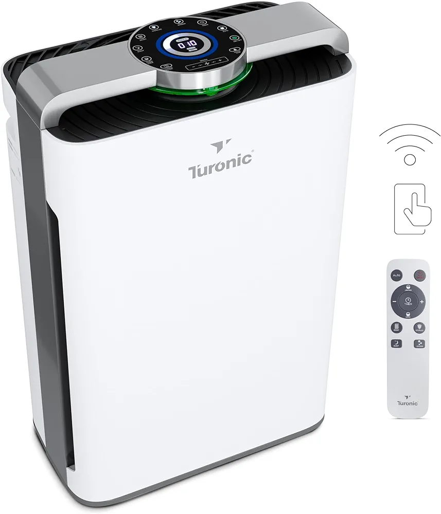 Turonic PH950 - Air Purifier And Humidifier Combo, Large Room Air Cleaner For Home - up to 4200 Sq Ft, 8-Stage Purification w/True Hepa 13 Filter, UV Light & Ionizer, Smart Auto Mode, Wi-Fi control