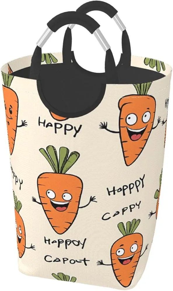 Laundry Basket Collapsible Clothes Hamper for Dirty Clothes, Laundry Bag with Handles Blanket Toys Storage Blanket, Dorm Room Essentials Accessories - Happy carrot