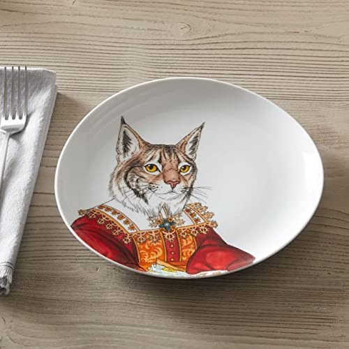 Lynx Dapper Animal Salad Plate - 1 Each - West Elm, multi colored, 8.5 diam. x 1 inchh.