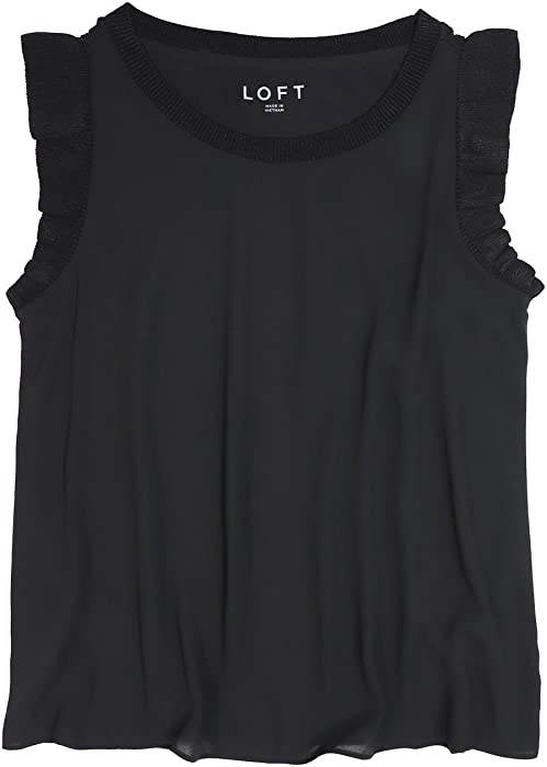 Ann Taylor LOFT Women's Mixed Media Ruffle Tank