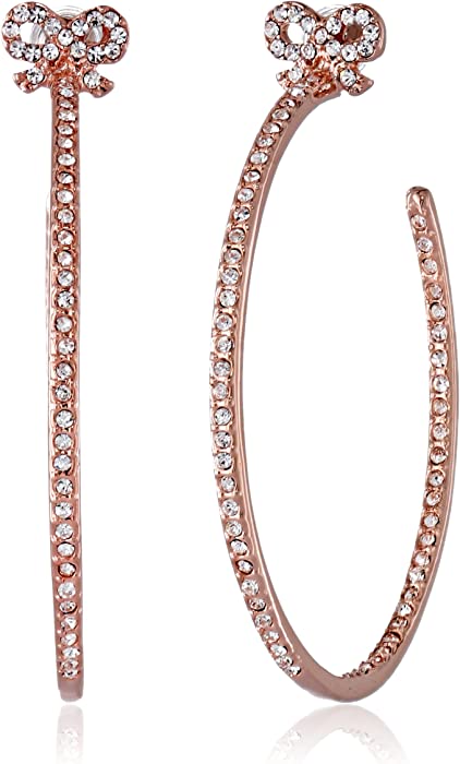 Betsey Johnson Crystal Bow Hoop Earrings