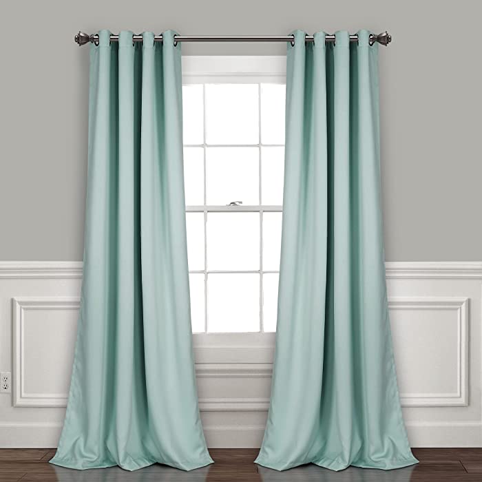 Lush Decor, Blue Curtains-Grommet Panel with with Insulated Blackout Lining, Room Darkening Window Set (Pair), 108" L