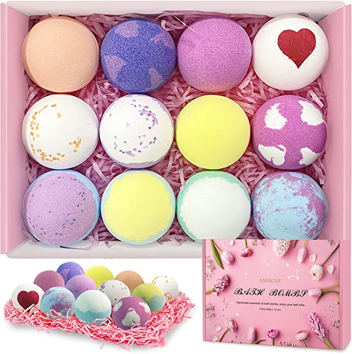 Bath Bombs Gift Set 12 Fizzies, Shea & Coco Butter Dry Skin Moisturize, Perfect for Bubble & Spa Bath. Handmade Birthday Mothers Day Gifts Idea for Wife, Girlfriend, Mother, Kd