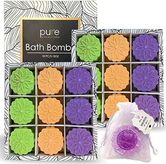 Bath Bombs Gift Set - 18 Aromatherapy Bath Bombs Infused with Essential Oils. Bath Bomb Party Favors for Women. Spa Bath Bombs for Women, Men & Kids! Natural Bath & Shower Steamers in Mesh Bags!