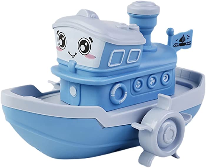 NEXTAKE Windup Ship Bath Toy, Funny Wind-up Steamship Bathtub Toy Clockwork Boat Water Toy Steamboat Tub Toy Steamer Pool Toy (Blue)