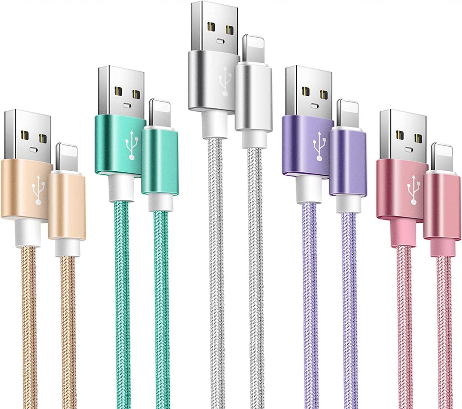 iPhone Charger Apple MFi Certified 5 Pack 10ft 6ft 6ft 3ft 3ft iPhone Charging Cables Long Nylon Fast Chargers Lightning Cord for Apple iPhone Compatible iPhone 13 12 11 Pro Max XS XR X 8 7 6S 6 SE