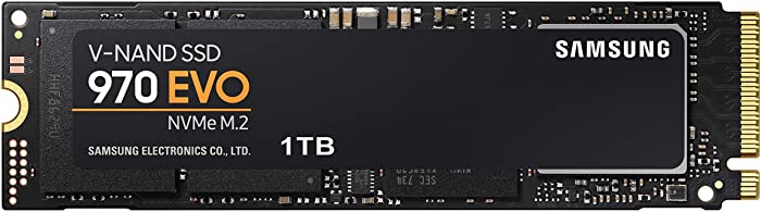 SAMSUNG (MZ-V7E1T0BW) 970 EVO SSD 1TB - M.2 NVMe Interface Internal Solid State Drive with V-NAND Technology, Black/Red