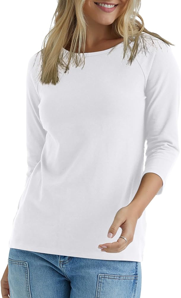 Hanes Women's Raglan Sleeve Tee, Women’s Stretch Cotton Tee, Women’s Crewneck Tee