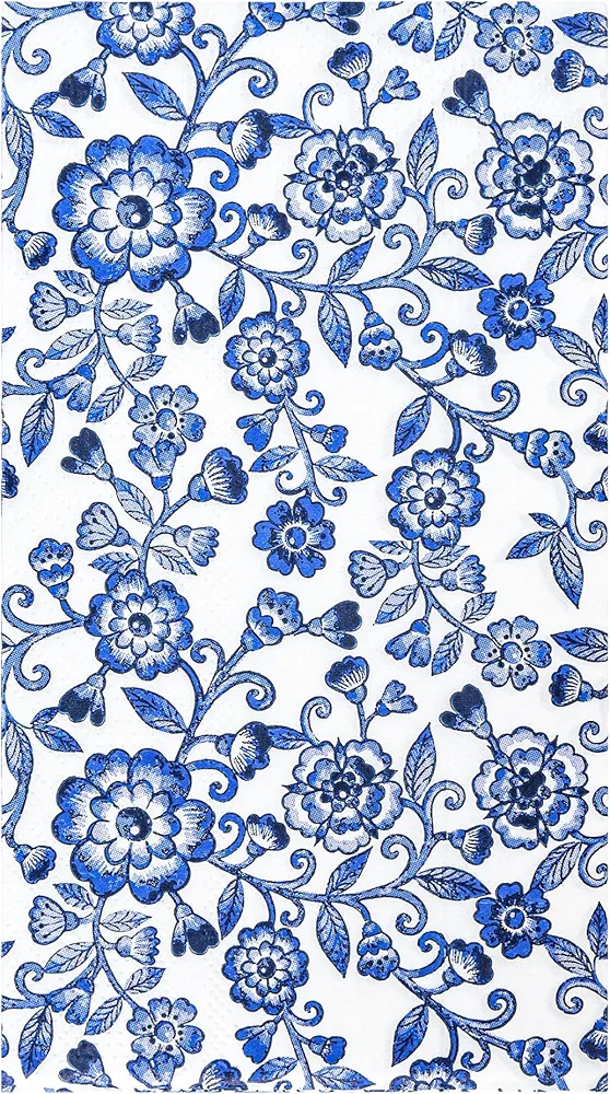 Blue Floral Guest Napkins Disposable Blue and White Hand Towels Decorative Watercolor Spring Flowers 3 Ply Paper Napkins for Bathroom Toilet Powder Room Dinner Party Supplies (100)