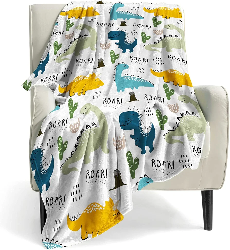 Dinosaur Blanket for Boys Girls, 300 GSM Soft Fleece Kids Blanket, Baby Boy Blanket is Suitable for Toddler Couch , Cute Blanket for Sofa Bedroom Living Room, Dinosaur Gifts for Children, 50"x40"