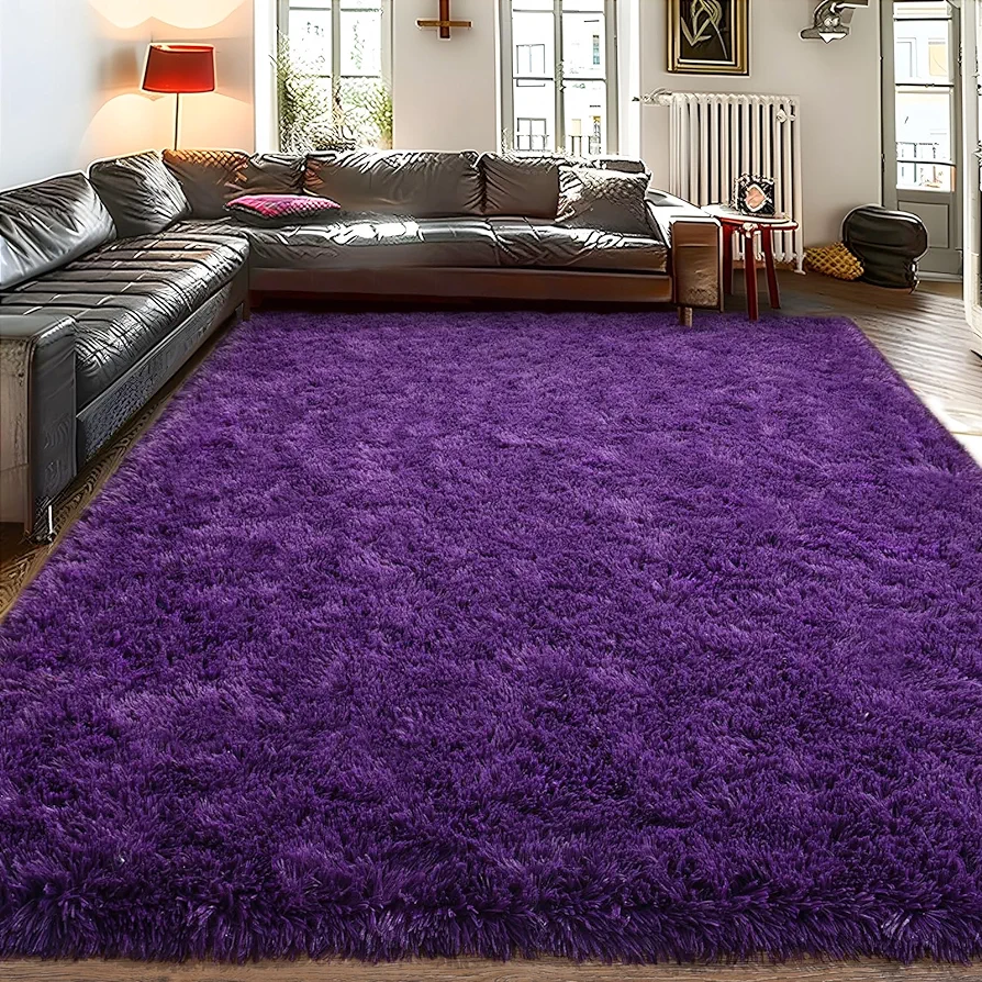 Ultra Soft Rugs for Living Room 6x9 Purple, Large Big Shag Area Rug for Bedroom Nursery, Modern Fluffy Plush Carpet for Girls Boys Kids Room Dorm Home Decor, Upgrade Non-slip