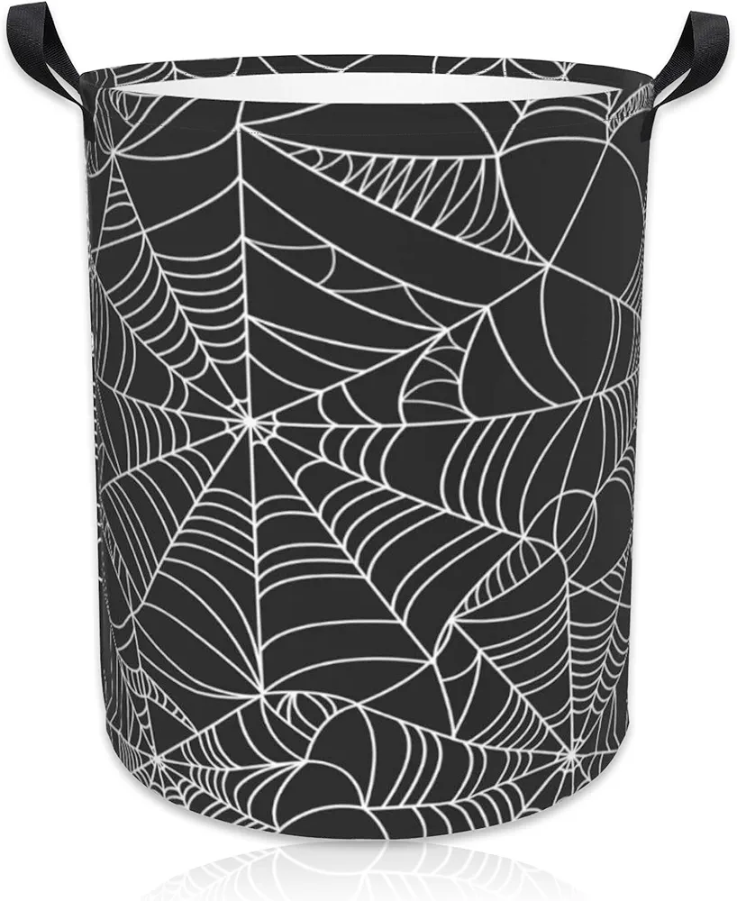 Halloween Spider Web Laundry Basket Foldable Laundry Hamper Waterproof Oxford Cloth Large Laundry Basket Clothes Storage Bucket Toy Organizer For Bathroom, Laundry, College 17.3 x16.5 Inch