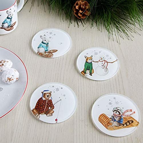 Dapper Coasters, Multi, Animals, Set of 4 West Elm