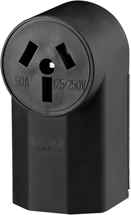 Eaton WD112 50-Amp 125-Volts 2-Pole 3-Wire Surface Mount Range Power Receptacle, Black