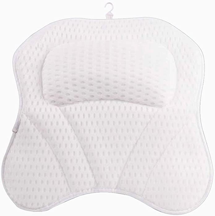 Bath Pillow Premium Bathtub Pillow Ergonomic Bath Pillows for Tub with 6 Strong Non-Slip Suction Cups and Comfortable Washable 3D Air Mesh Tub Pillow Fits All Bathtub, Hot Tub, Jacuzzi and Home Spa