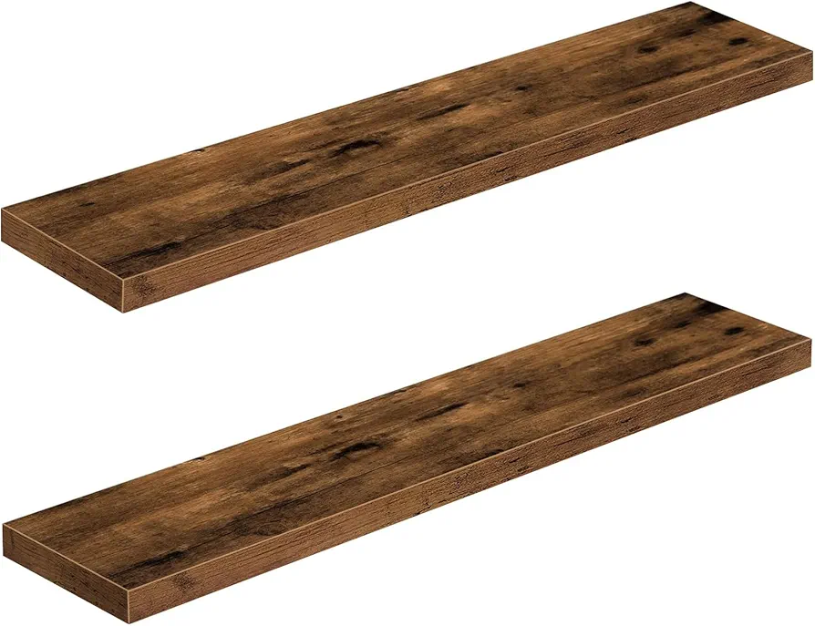 QEEIG Bathroom Shelves 48 inches Long Wall Shelf Large Extra Long 48 x 9 inch Set of 2, Rustic Brown (008-120BN)