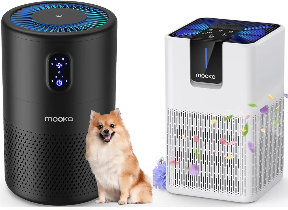 MOOKA H13 True HEPA Air Purifier for Bedroom Pets with Timer, Air Filter Cleaner for Dust, Smoke, Odor, Dander, Pollen