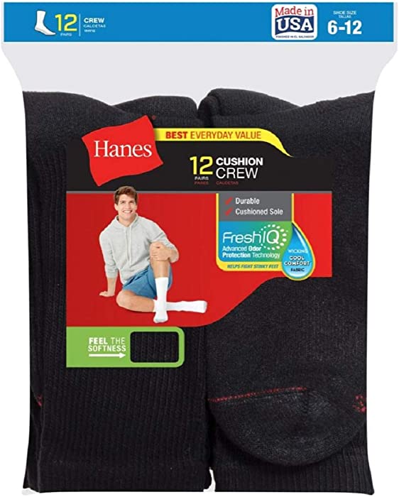 Crew Socks (184V12) Black, 10-13