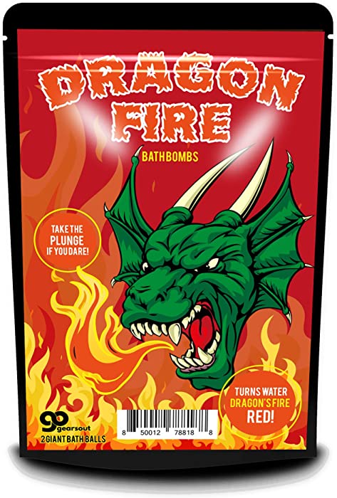 Dragon Fire Bath Bombs - Cool Dragon Bath Balls for Boys - XL Black Cherry Bath Fizzers, Handcrafted, Made in America, 2 Count