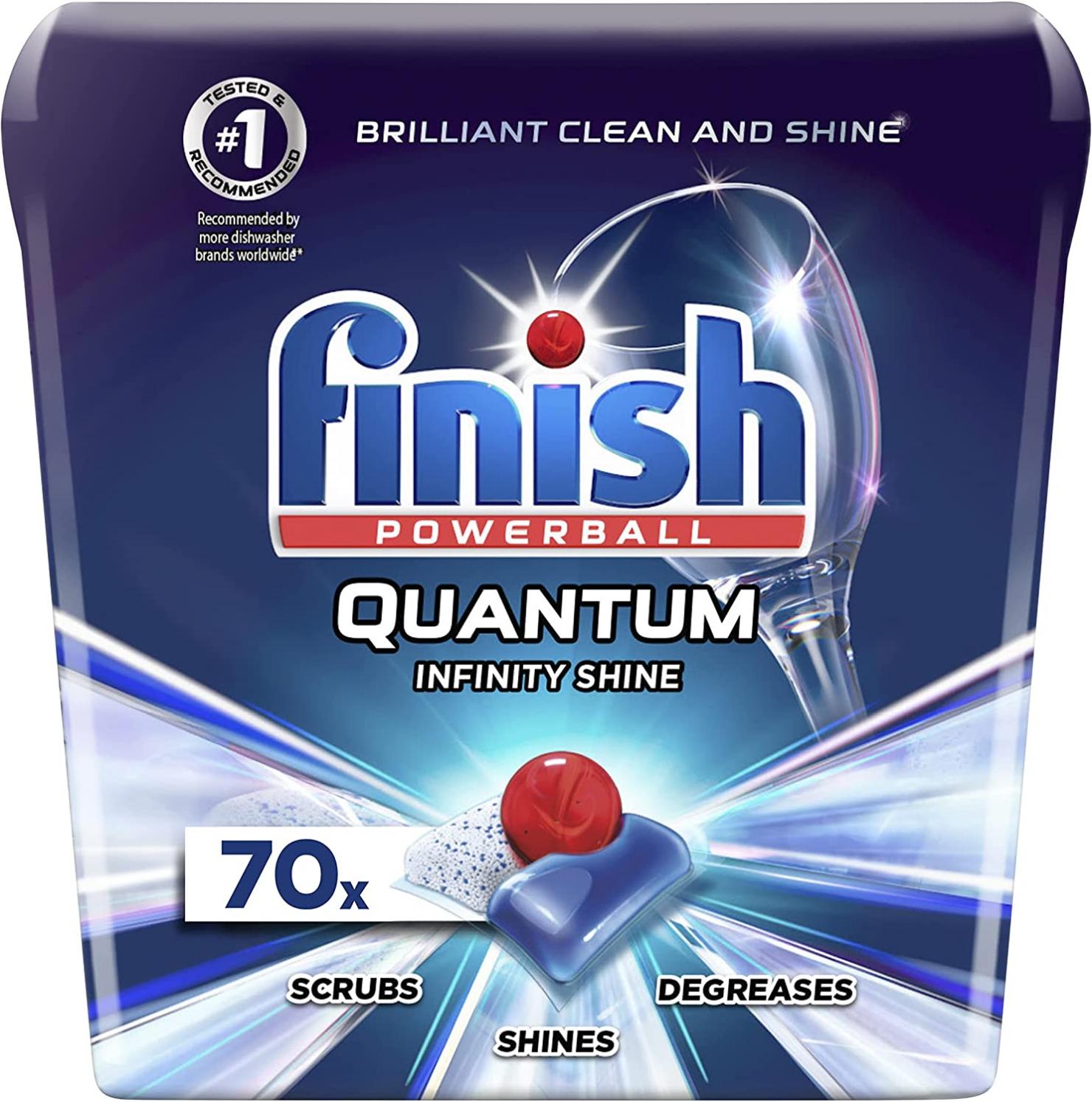 Finish Quantum Infinity Shine - 70 Count - Dishwasher Detergent - Powerball - Our Best Ever Clean and Shine - Dishwashing Tablets - Dish Tabs (Packaging May Vary)